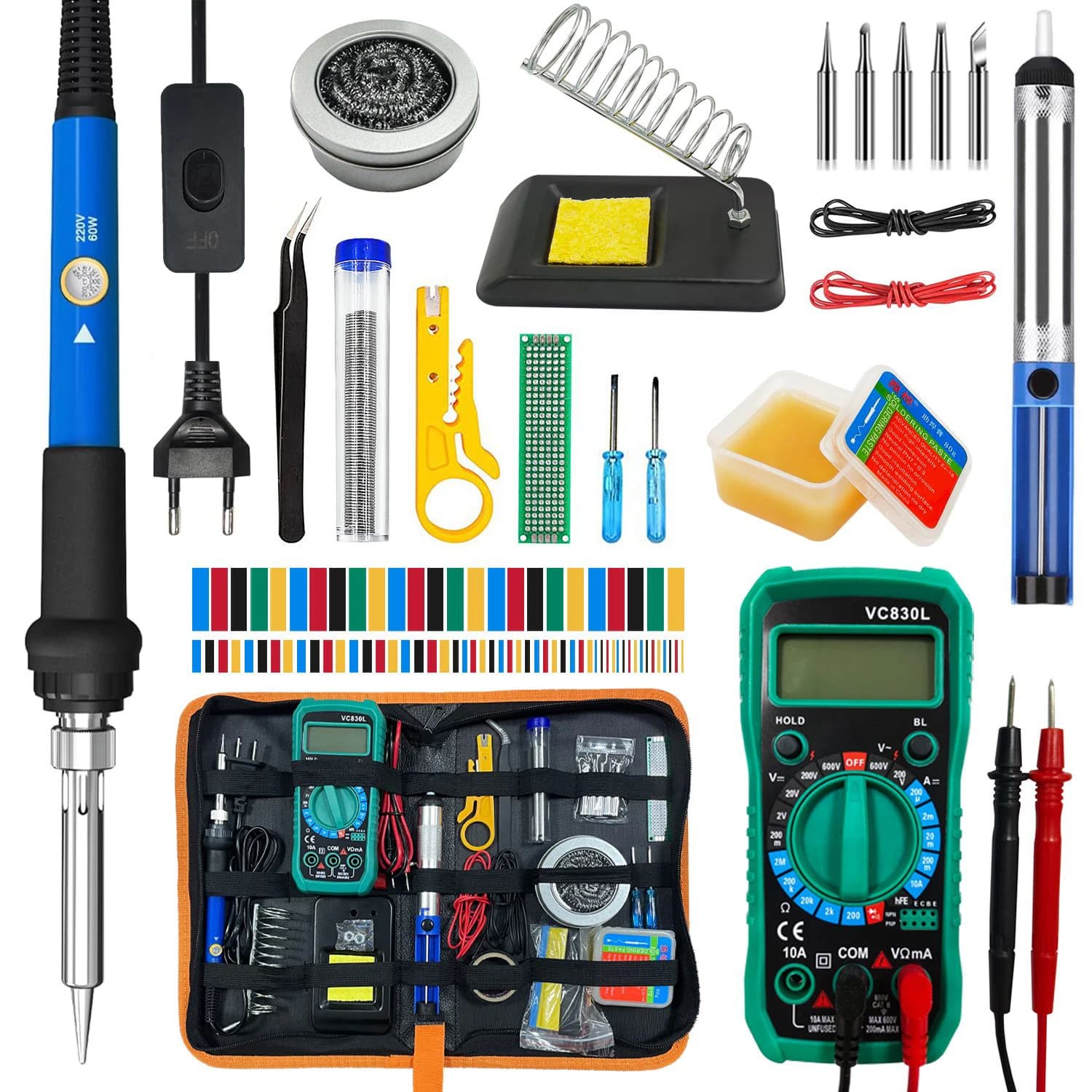 ILIBILIB 60W Soldering Iron Kit 220V Smart Sleep 200-450°C Fast Heat with 5 Bits for DIY Circuit Board