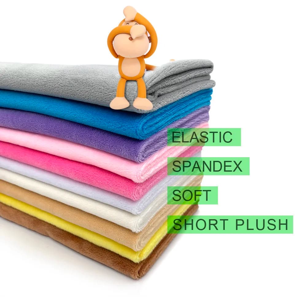 2023 Nuovo Mochi Minky 1mm Mucchio Super Stretch 5% Spandex Mochi Morbido Breve Peluche Tessuto Giocattoli Panno Divano Pigiama Materiale Da Cucire