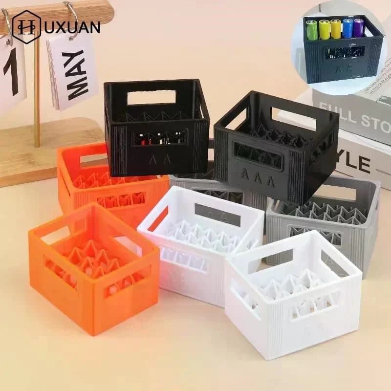 3D Printed Beer Crate Style Battery Storage Case No. 5 Aa No. 7 Aaa Battery Basket Stackable Batteries Storage Box Home Decor