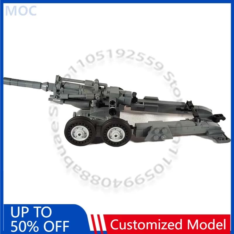 210 Pezzi Serie Guerra, Modello Obice 50 da 155 mm, MOC Personalizzabile, Blocchi da Costruzione Modulari, Design Semplice, Modello Fai-da-Te, Giocattolo per Ragazzi, Regalo di Natale