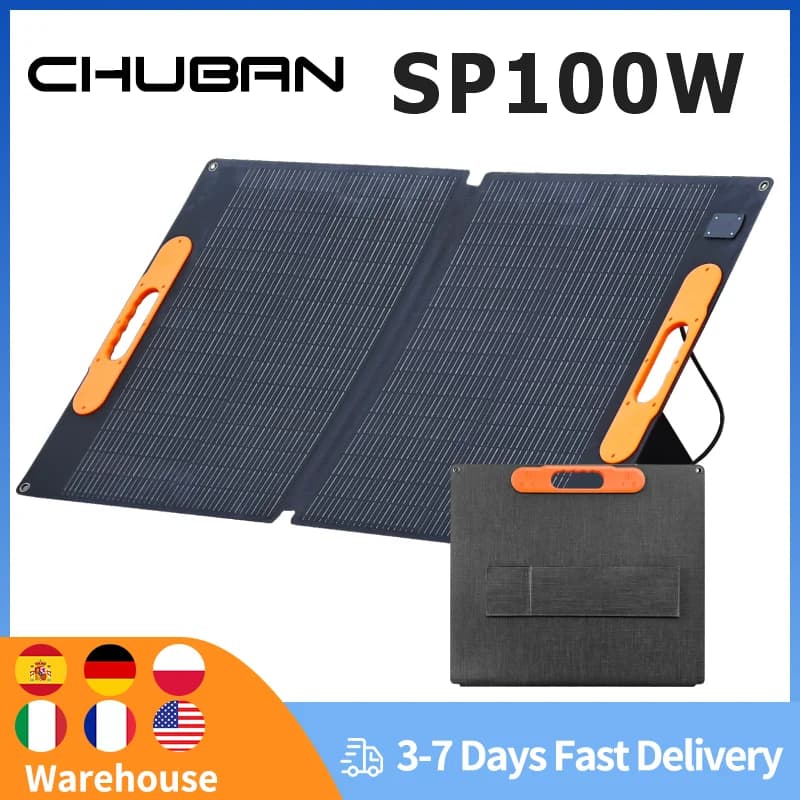 Pannello Solare Portatile 100W IP68 Impermeabile Pieghevole, Caricatore Solare di Backup per Powerbank, Stazione di Alimentazione, Camper e Campeggio