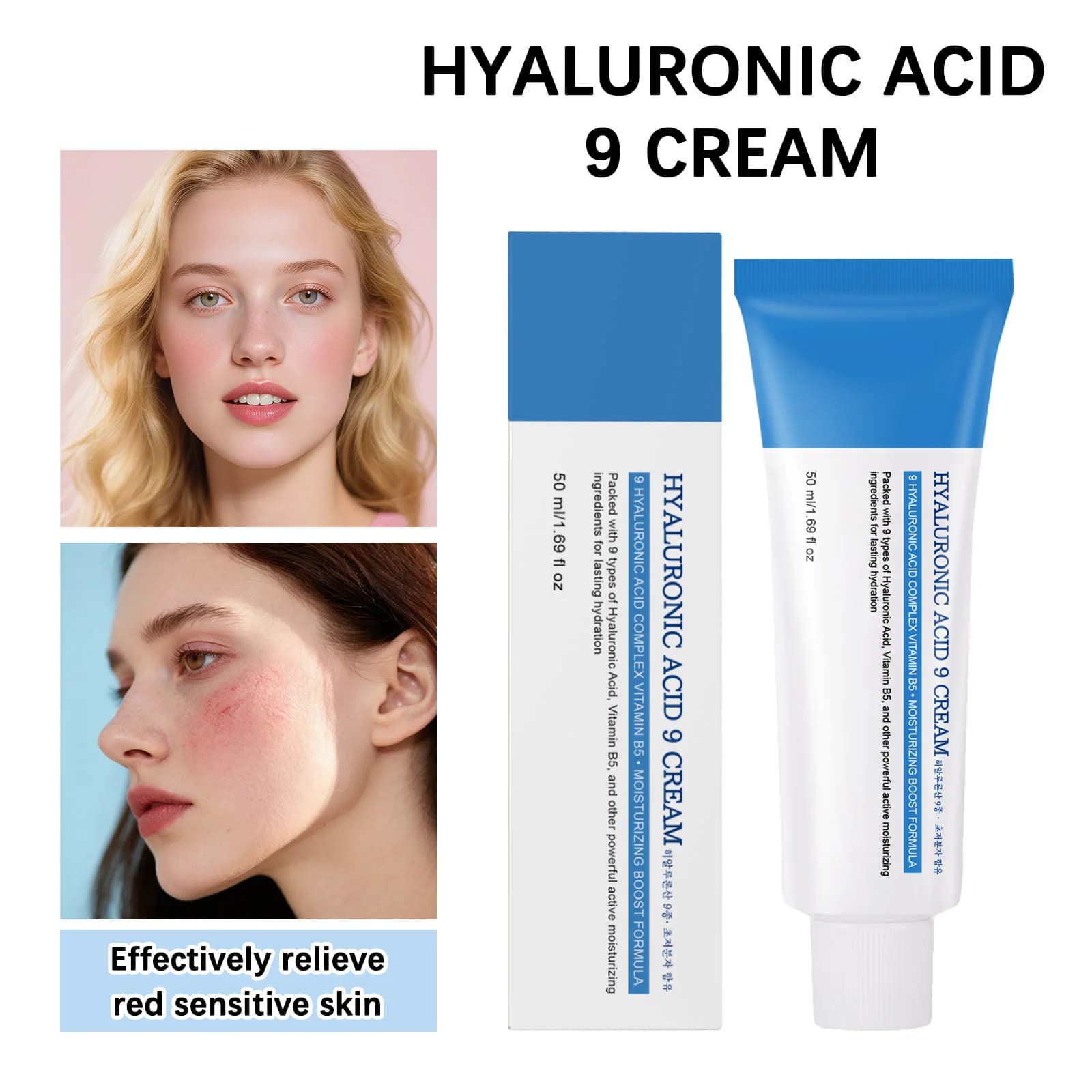 Acido ialuronico 9 crema complessa vitamina B5 schiarente sbiancante riparazione viso lenisce irritazione leggera cura ad assorbimento rapido