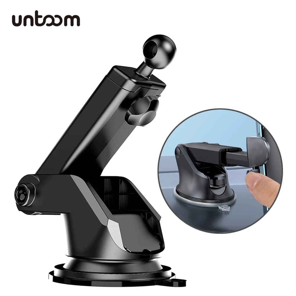 Support for phone from dashboard car with suction cup and 17 mm ball head for mounting on car windscreen