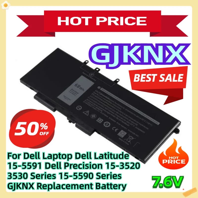 Per Dell Laptop Dell Latitude 15-5591 Dell Precision 15-3520 3530 Serie 15-5590 Serie 7.6V 68Wh GJKNX Batteria di ricambio