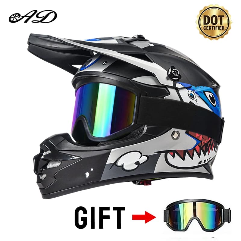 Dot Certified Children's Motorcycle Helmets Suitable for Off-Road Street Riding Mountain Bikes Helmet with Goggles Factory