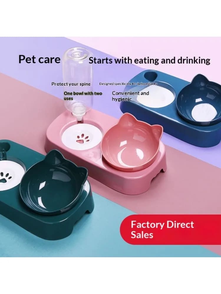 Cat Bowls Raised Neck-Protect Pet Feeder Bowl, Anti-Tip Cat Paw Shape Food Water Bowl for Kitten Small Dogs