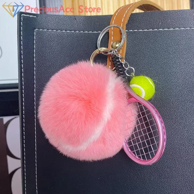 Tennis Ball Keychain Pendant Sports Theme Bag Charm Gift For Girls DIY Decoration