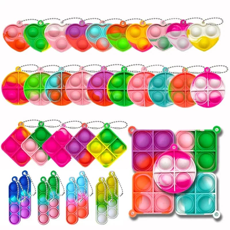 5/10Pcs Mini Pop portachiavi Toddler Sensory Fidget Fun antistress giocattoli Bulk zaino Charm premi bambini bomboniere per feste di compleanno