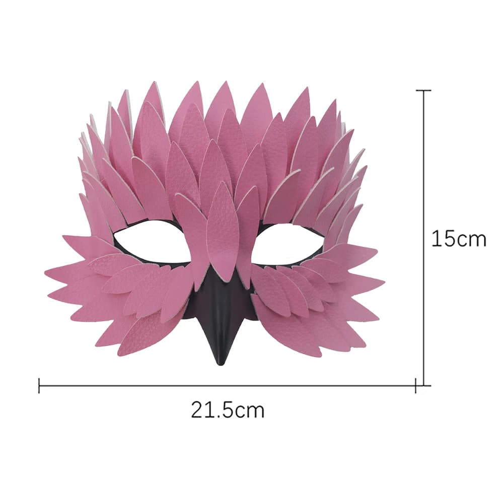 Bird Beak Half Face Feather Mask for Halloween and Costume Parties Featuring Lightweight Felt and Adjustable Secure Fit