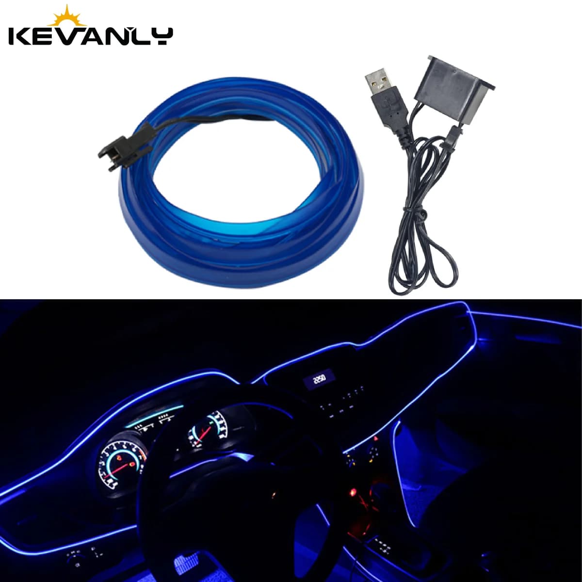 3/5M Car Interior Led Strip Light Neon EL Wiring Decorative Lamp For Auto DIY Flexible Ambient Light USB Party Atmosphere Diode