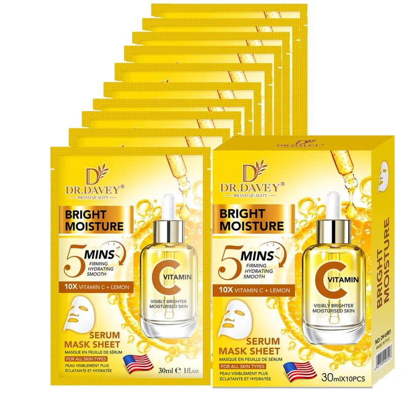 DR.DAVEY Vitamin C Serum Facial Mask Facial Care Moisturizing and Tender Skin Easy to Absorb Portable 10 Tablets/Box