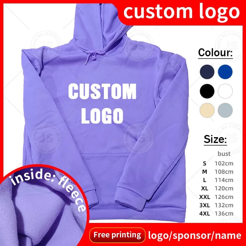 Logo personalizzato Uomo Donna Autunno Inverno Pullover Felpa con cappuccio Cappotto da lavoro in pile Team Club Maglione tinta unita Top per studenti delle scuole superiori