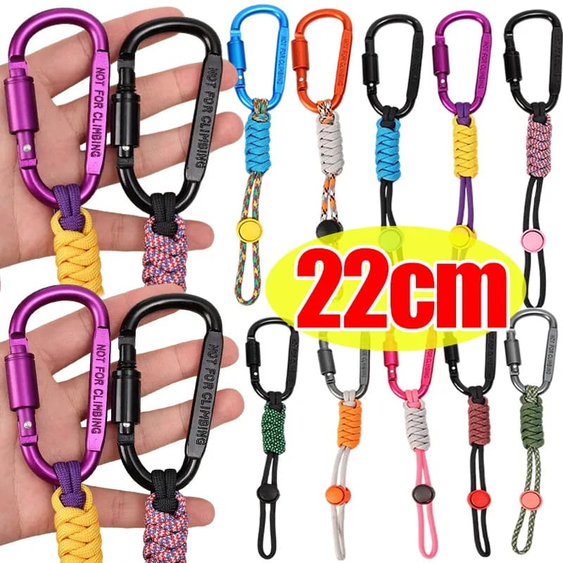 Water Bottle Mosque Aluminum Alloy Mosque with Polyester String Cord Outdoor Backpack Water Cup Hook Hiking Accessories