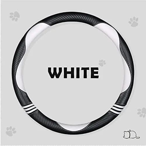 Women's Cover - PU Leather Effect White Carbon Fiber, Anti-slip, Padded, Universally Adaptable 14.75-15.15"