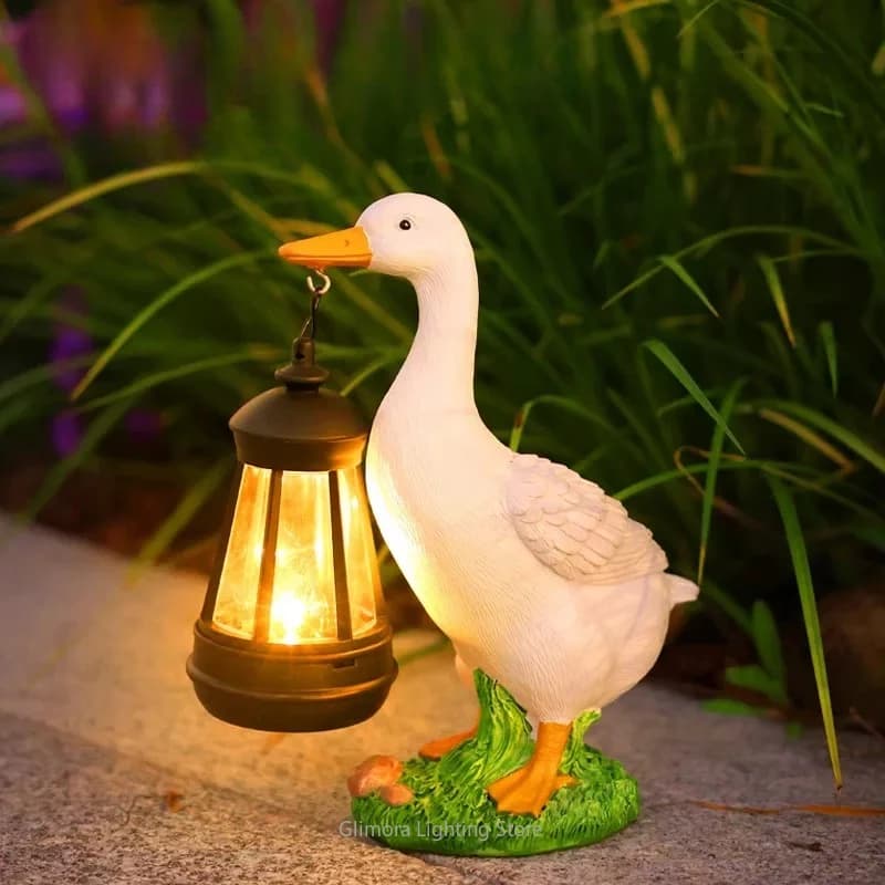 Lanterna Solare a Forma di Oca per Giardino, Luce Impermeabile Simulata per Cortile, Illuminazione Notturna Creativa per Vialetti