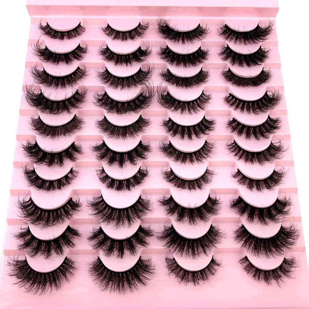 AMSDCN mixed 20 pairs of 5D fluffy eyelashes D-roll thick cat eyelashes soft Wispy 8D roll false eyelashes and extended makeup
