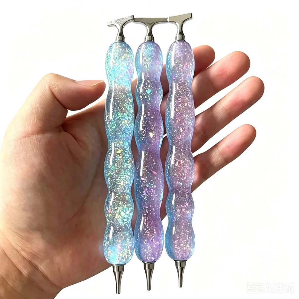 New Pink Blue Shiny Diamond Painting Pen Threaded Dot Drill Pen Tool Metal Screw Thread Tips Diamond Embroidery Accessories
