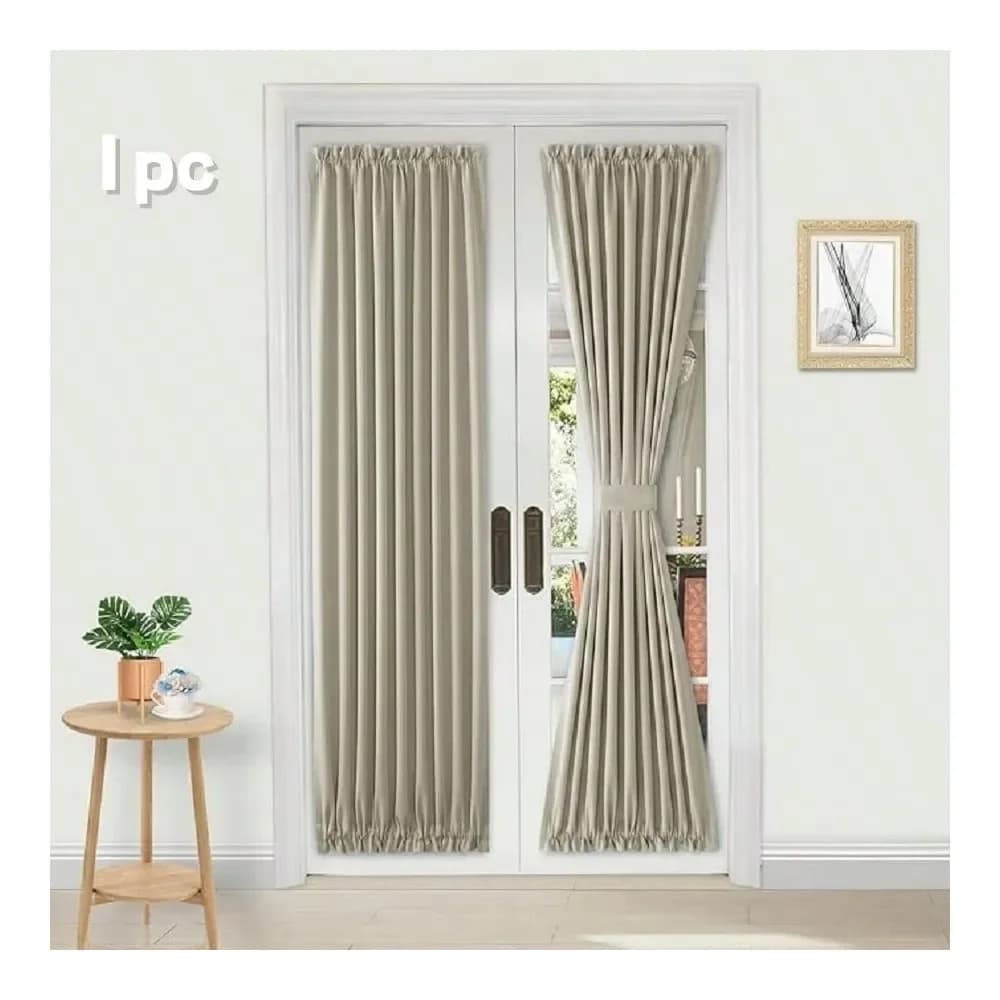 Tenda per porta alla francese a 1 pannello con passante per asta e fermacorda, oscurante termica per porte con finestra in vetro, cucina e patio