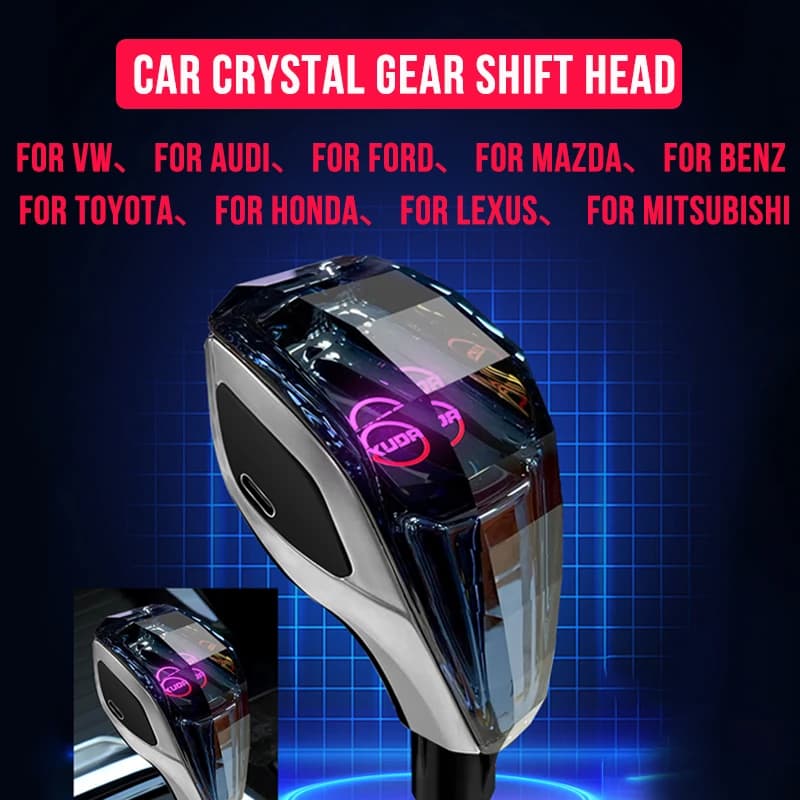 For Toyota/VW/Audi/Lexus/Mitsubishi/Benz/Lexus/Honda/Ford Models Car Crystal Gear Head, 7 Color LED Light, Portable Side Door