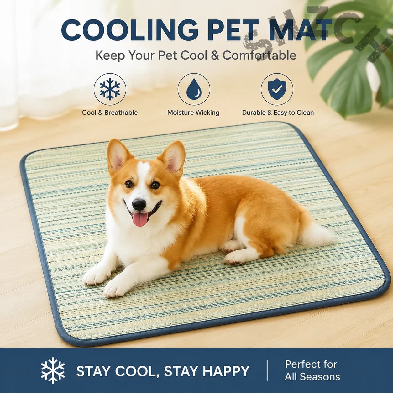 Cooling Dog Mat for Summer – Breathable Ice Silk Pet Bed, Washable & Non-Stick, Indoor/Outdoor Use