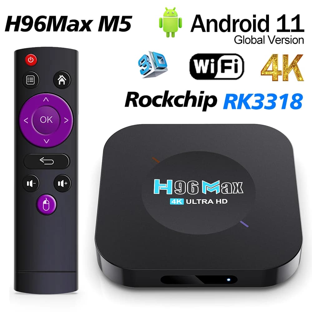 H96Max M5 Android Smart TV Box Rockchip RK3318 4K HD Set Top Box BT4.0 2.4G Wifi 3D Streaming Media Player
