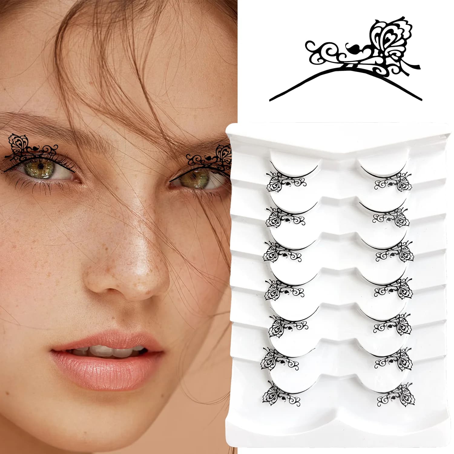 Nuova forma di ragnatela Ciglia finte Teschio Castello Farfalla Striscia naturale Ciglia finte Halloween Cosplay Trucco fai da te