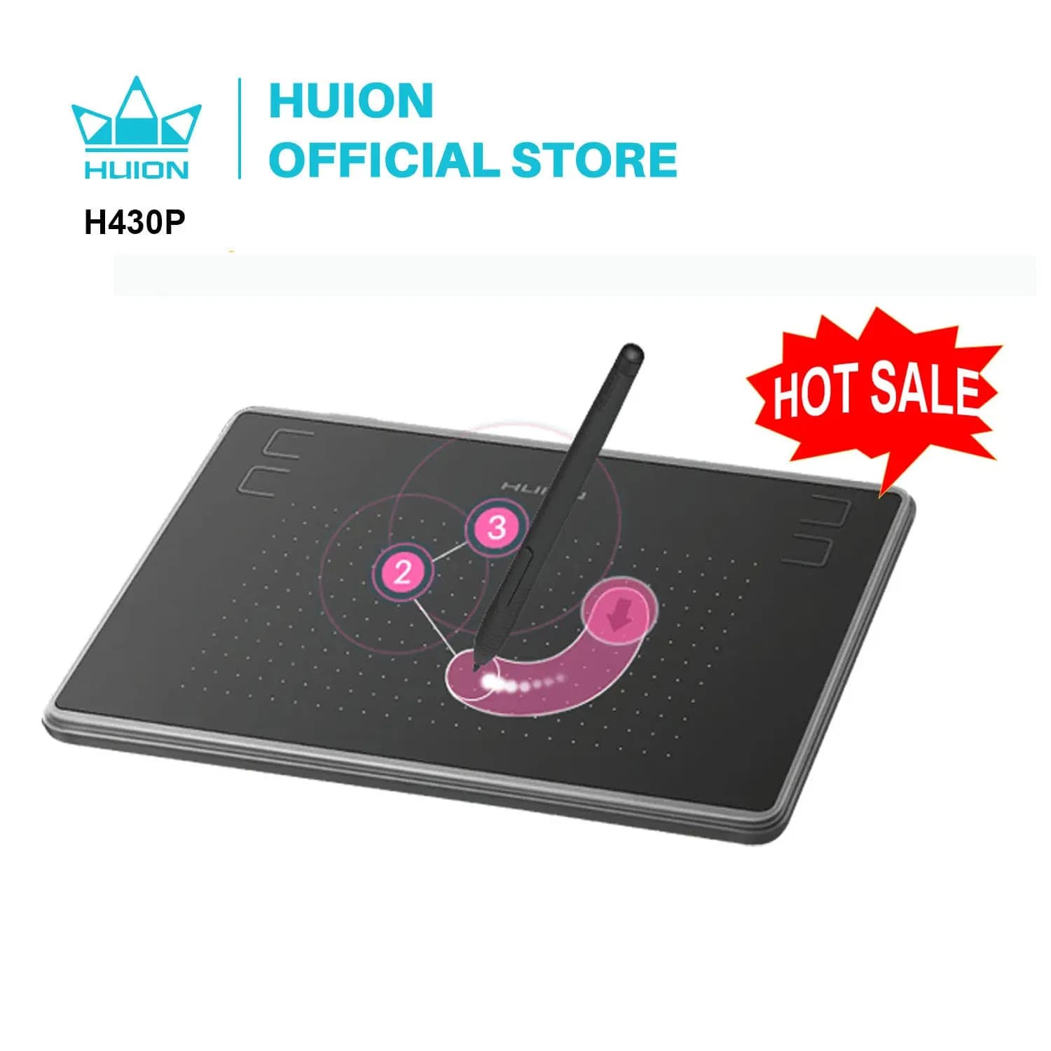 HUION H430P Tavolette digitali Tavoletta grafica con penna da disegno Tavoletta da gioco OSU con penna senza batteria per Android Handy/Win/Mac