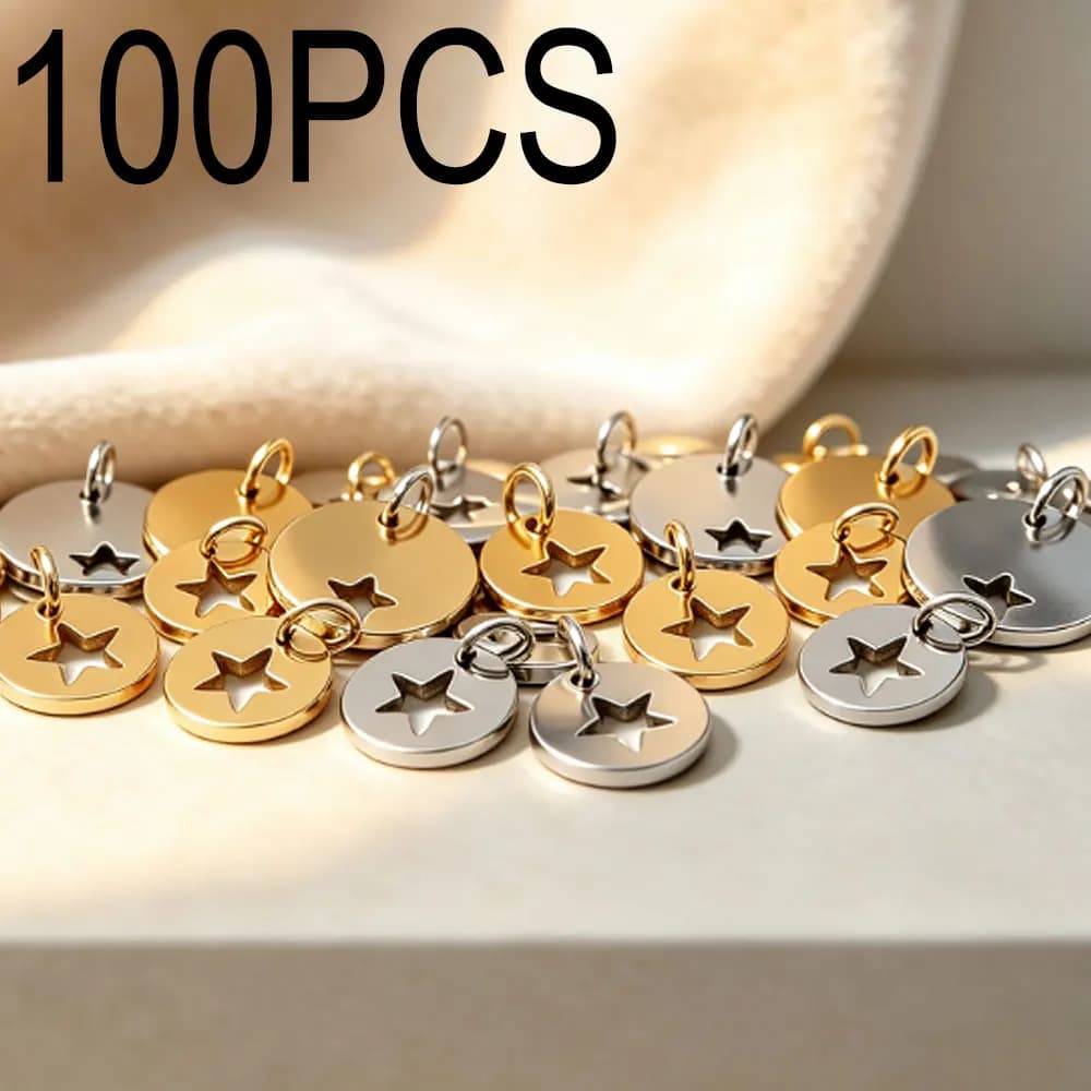100PCS Round Blank Tag Stainless steel Keychain Pendant Can Be Laser Engraved With Pet Name Personalized Dog Tag Bracelet