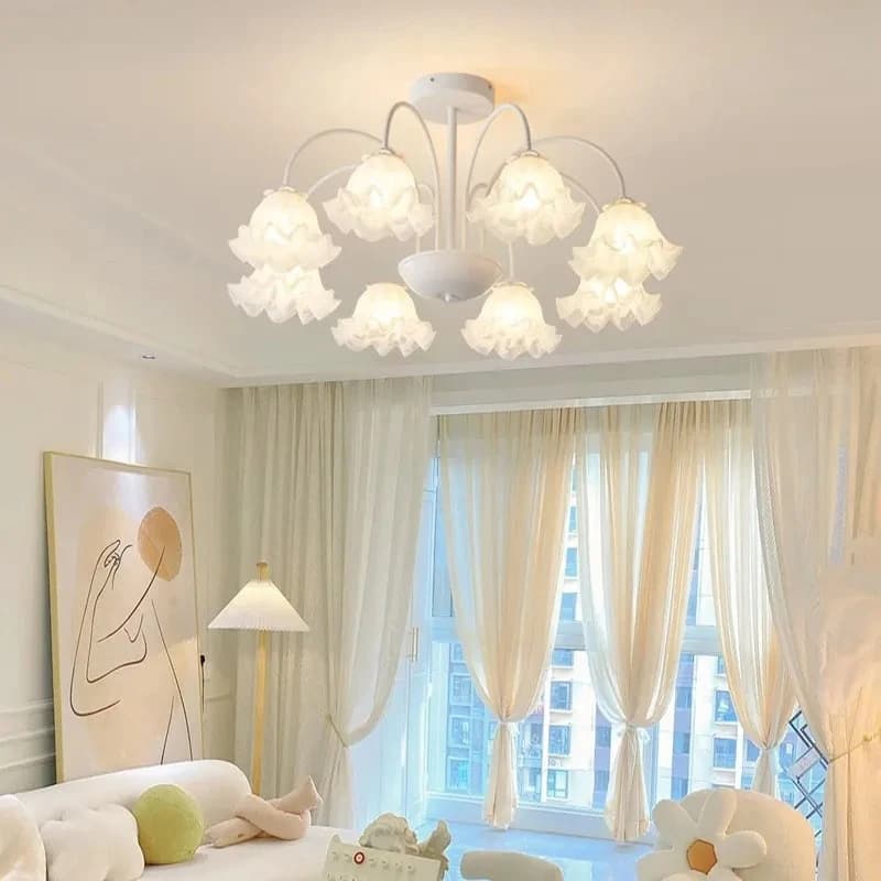 Cream Wind Chimes Blue Chandelier Fresh Simple Romantic Room Lamp