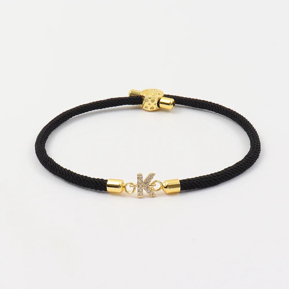 2026 Braccialetti neri Bracciale a maglie con lettera con ciondolo a forma di cuore per donna Bracciale a catena con corda classica con lettera AZ per regali di gioielli quotidiani
