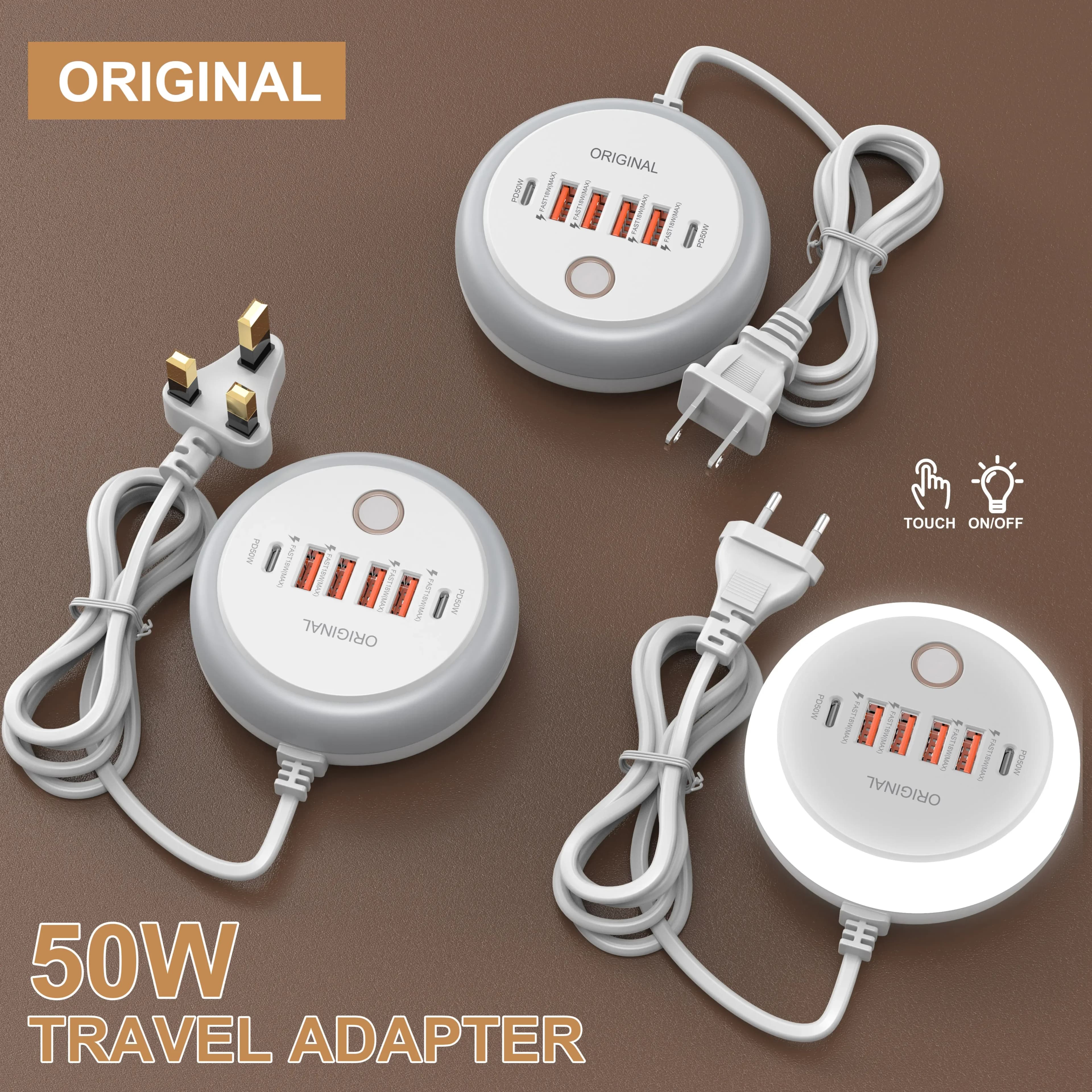 Adattatore di alimentazione per telefono cellulare USB C multi porte da 50 W per iPhone Xiaomi Huawei Samsung Oneplus Caricatore di ricarica rapida