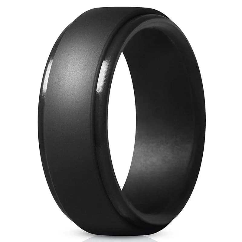 Anello in silicone nero da 1 pezzo da 8 mm per uomo donna, fede nuziale in gomma, palestra, dimensioni sportive # 7-14