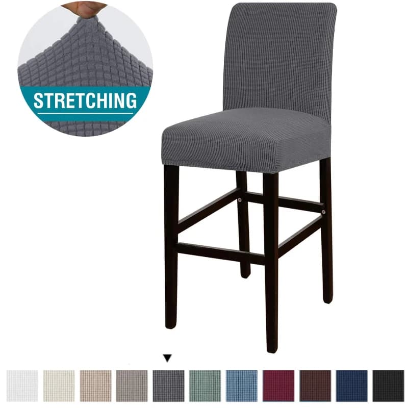 Jacquard Bar Chair Covers for bar stools with short back Banquet lining for hotel Dining room Small chair housing Solid color