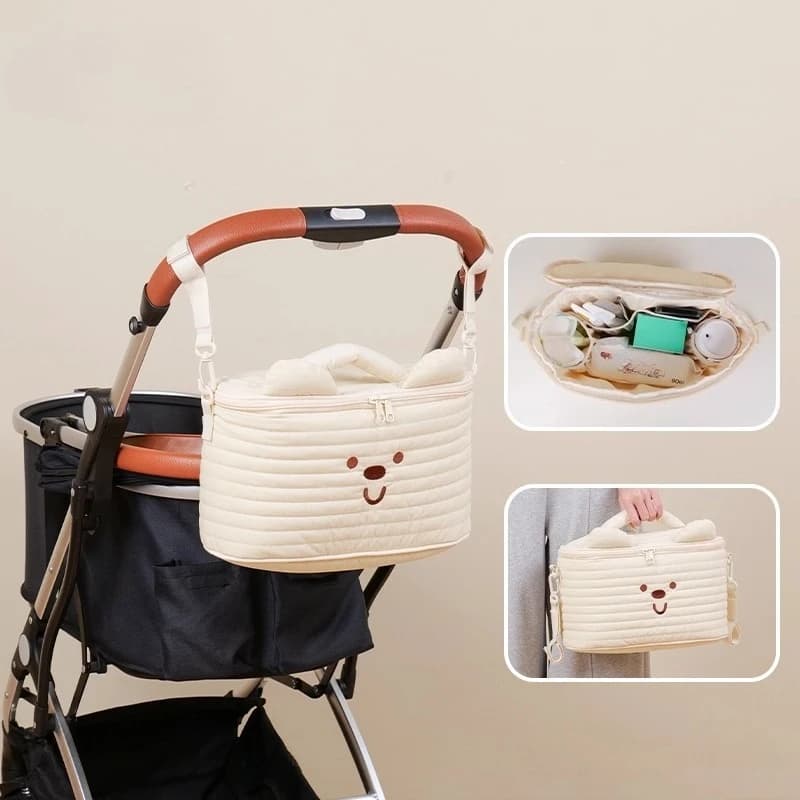 Borsa portaoggetti per passeggino per cani da compagnia, borse per accessori portatili per la vita all'aperto dei cuccioli, design elegante, borsa sospesa per passeggino di grande volume