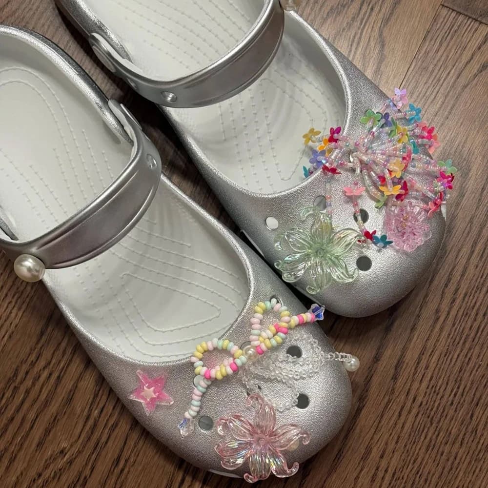 Nuovi Zoccoli Estivi Argento Slip-on, Scarpe da Ballo alla Moda Stile Ins, Scarpe da Spiaggia Impermeabili da Donna
