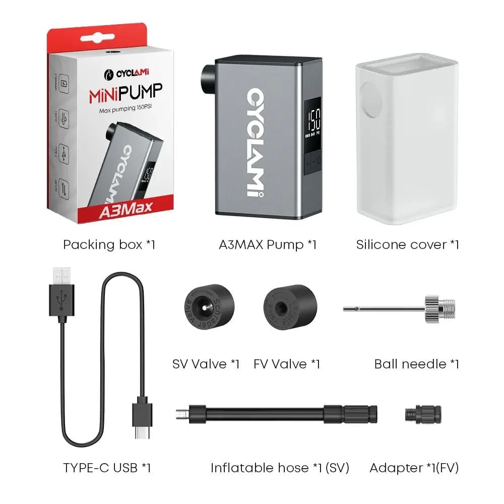 CYCLAMI A3 Max pompa per bici elettrica portatile ricaricabile digitale PSI gonfiatore per pneumatici a pressione accessori per bici MTB da strada