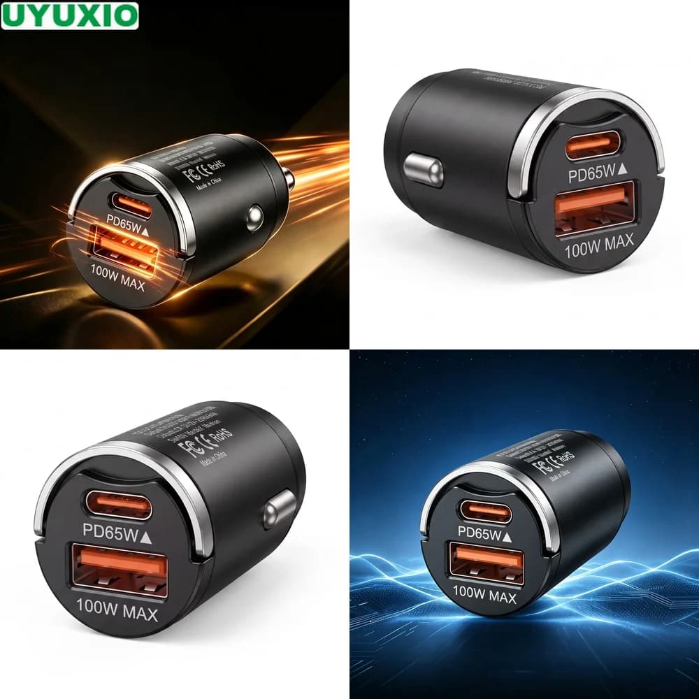 165W Rapid Charge Car Charger Low Profile Metal Flush Mount with 65W USB C and 100W USB A Outputs for Multiple Mobile Devices