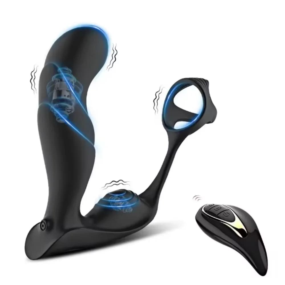 Massaggiatore prostatico vibrante per uomo, anello per pene per ritardare l'eiaculazione, stimolatore del pene con telecomando wireless, sex toy per adulti per uomo