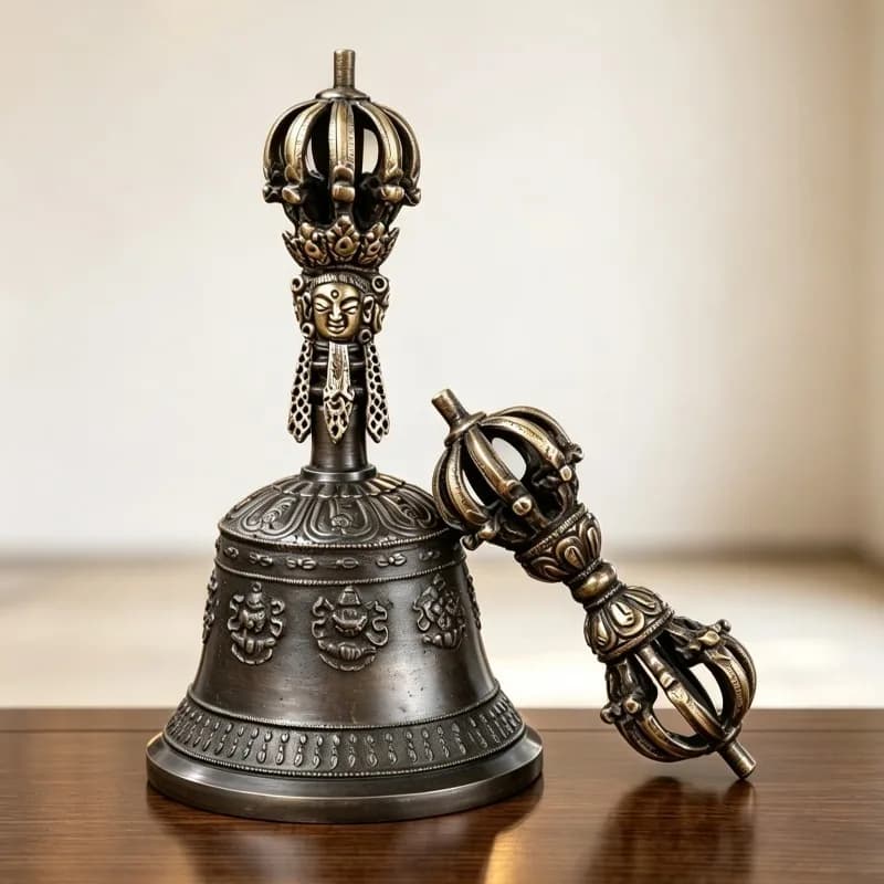 Nepal Vajra Bell Brass Meditation Bells Yoga Sound Healing Tibetan Handheld Chimes Buddhist Supplies Percussion Instruments Gift