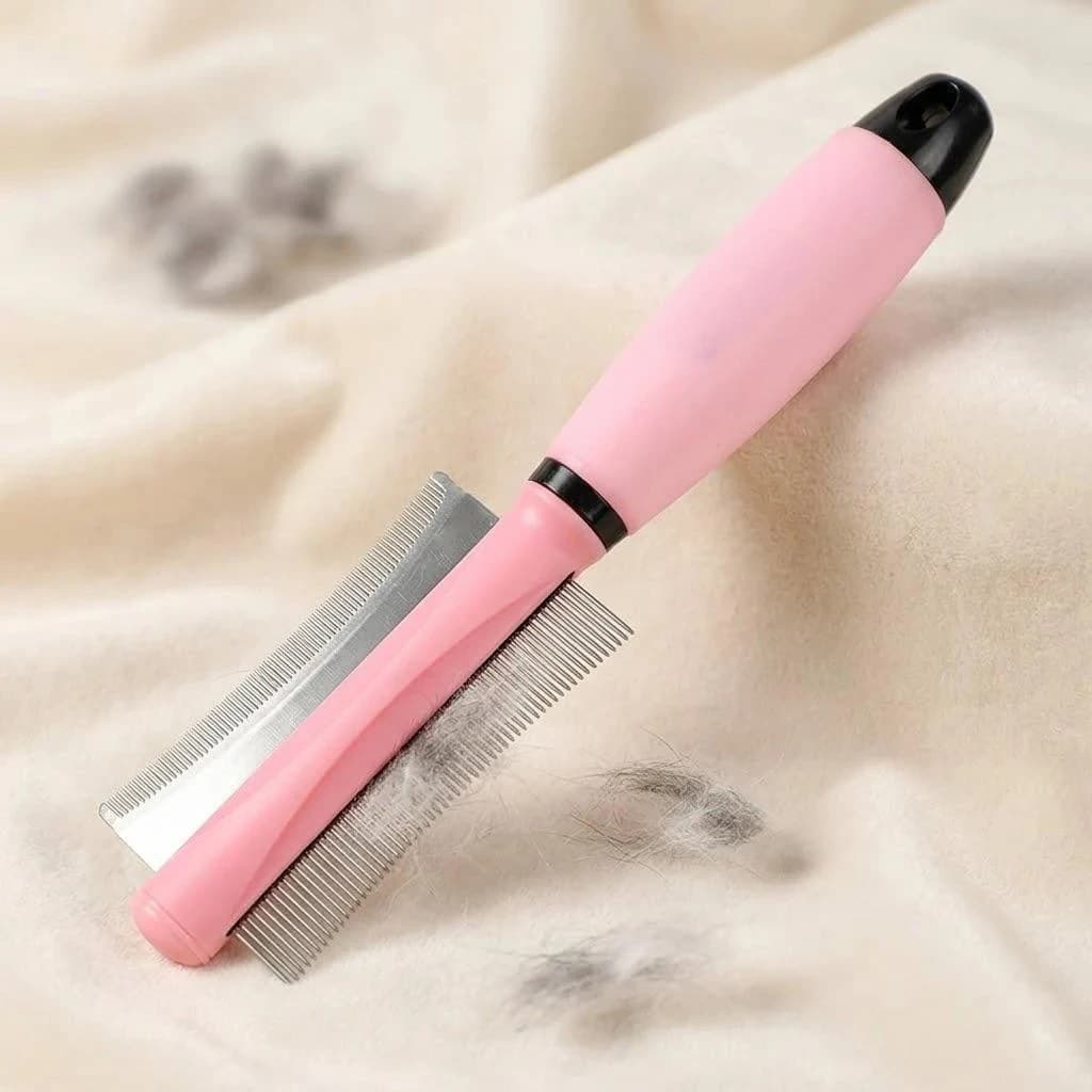 Double Row Stainless Steel Dog Grooming Brush Pet Hair Removal Comb Essential Tool for Hair Care