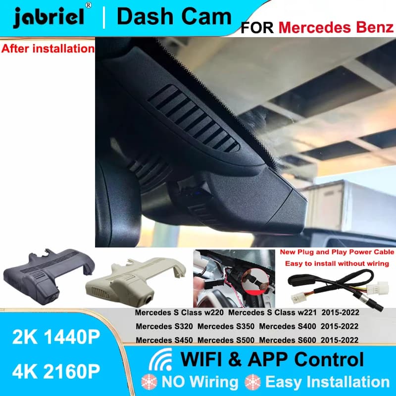Jabriel per Mercedes Benz Classe S w220 w221 S320 S350 S400 S450 S500 S600 2015-2020 Dash Cam 2K 4K Wifi Plug and Play DVR per Auto