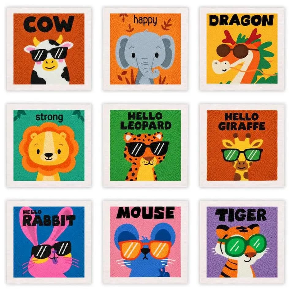 GATYZTORY punch needle embroidery frame animals 25x25cm crafts supplies adults Cross stitch set Embroidered patches Yarn Sewing