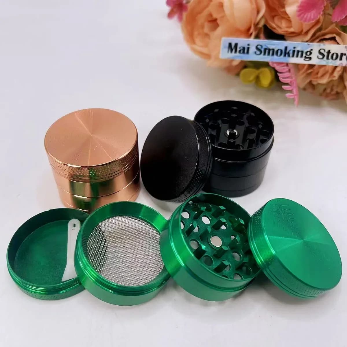 1.6inch Metal Herb Grinder 4-layer Manual Spice Mill Pepper Salt Mortar Grass Tobacco Grinder Smoking Cigarette Accessories