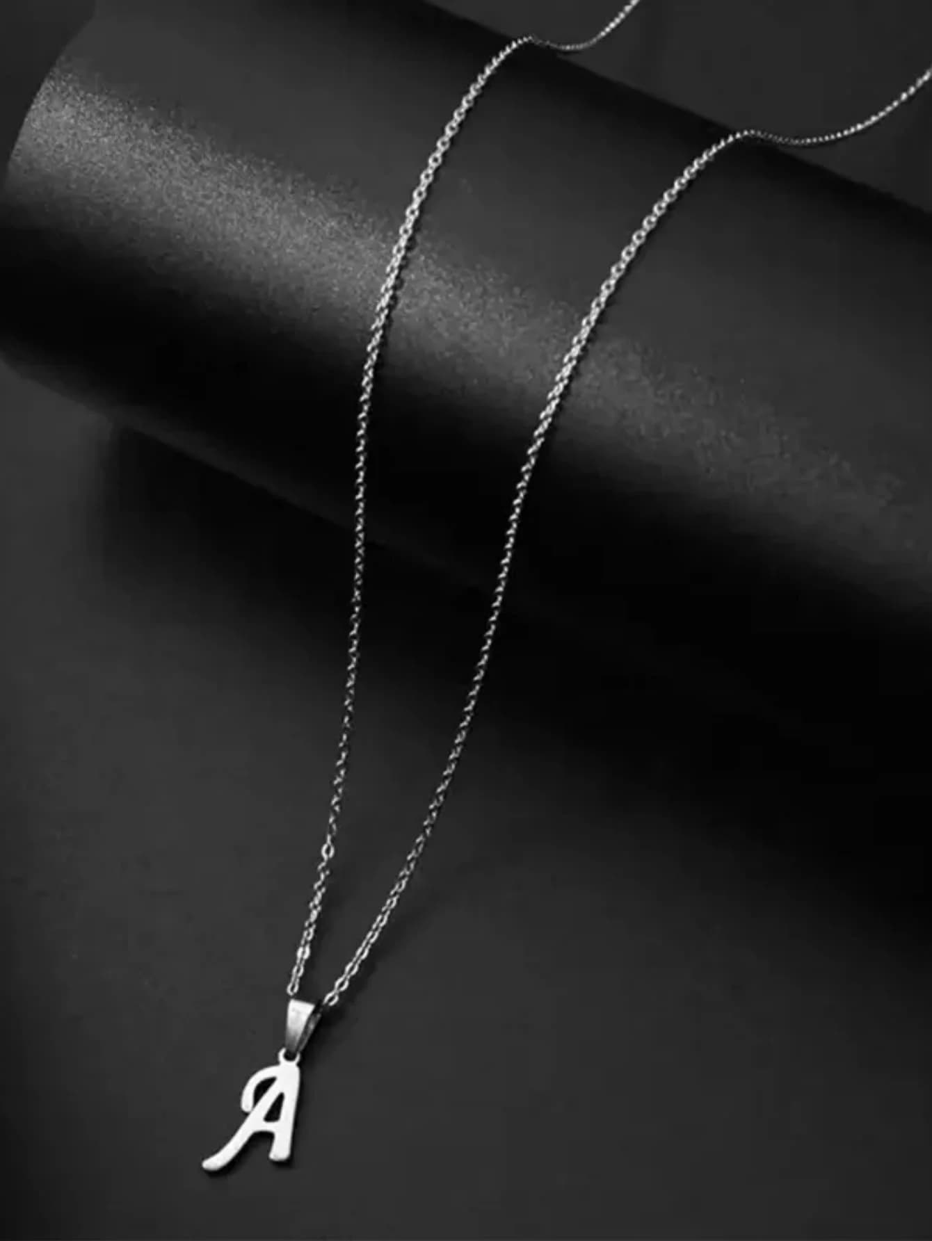 Simple Stainless Steel Letter A Pendant Necklace Unisex Fashion Jewelry For Adults