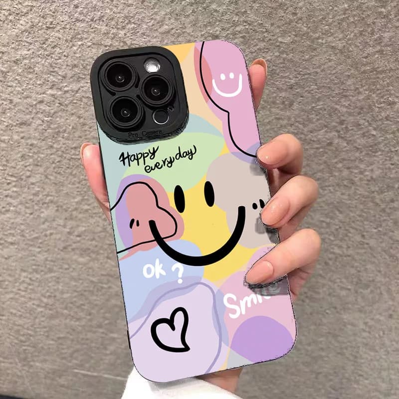 Cover for Samsung Galaxy S26 S25 S24 S23 Ultra S22 Plus S21 FE A56 A55 A53 A54 A36 A16 A35 A34 with funny design smile and love