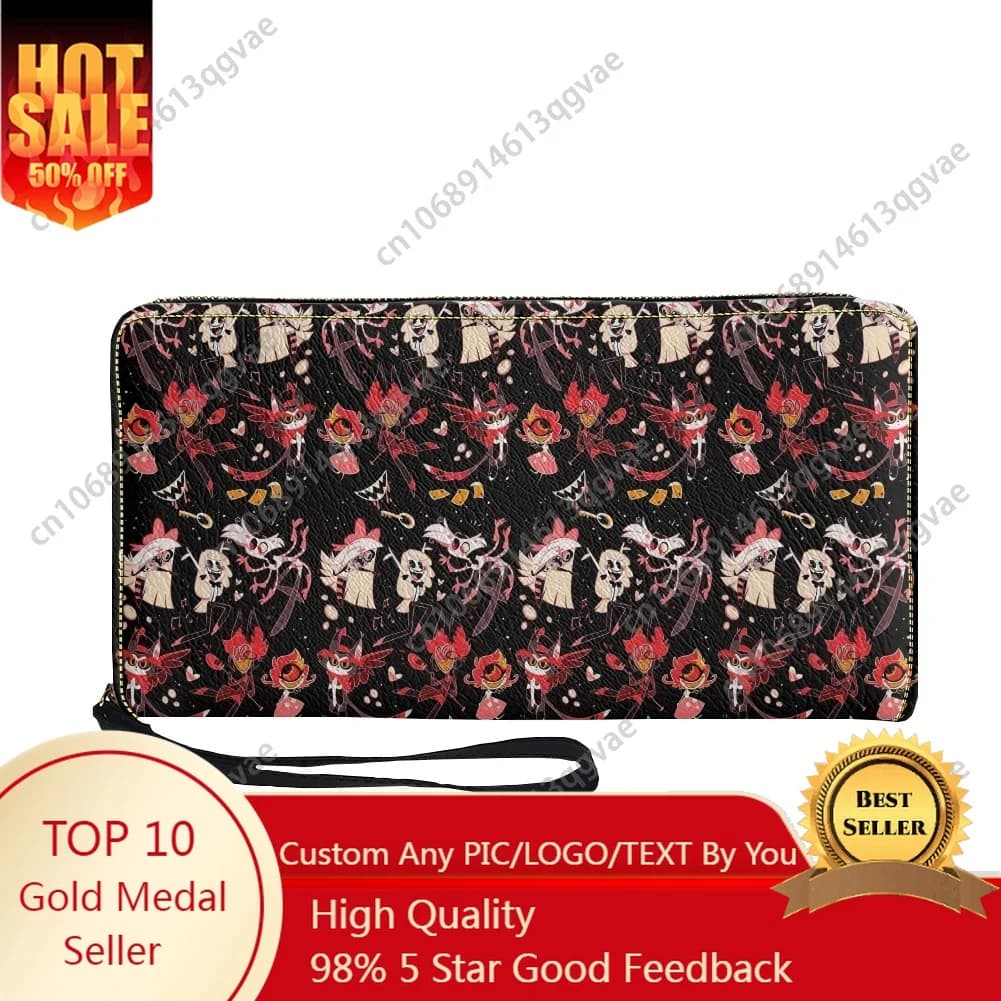 Hot Comics Fashion Hotel Hazbin Borsa personalizzata Uomo Donna Adolescenti Portafogli lunghi con cerniera Borsa regalo portafoglio portatile doppia stampa