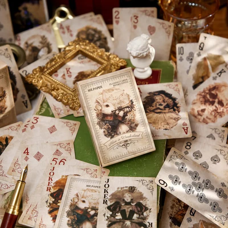 1 scatola di carte da gioco retrò serie Alice, carte da gioco in carta con nucleo blu Giochi di scacchi e carte Giochi da tavolo Giochi di feste