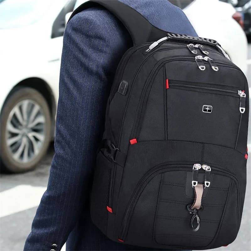 Swiss-Multifunctional bags Durable 17 Inch Laptop Backpack, Travel Bag,College Bookbag,USB Charging Port,Water Resistant