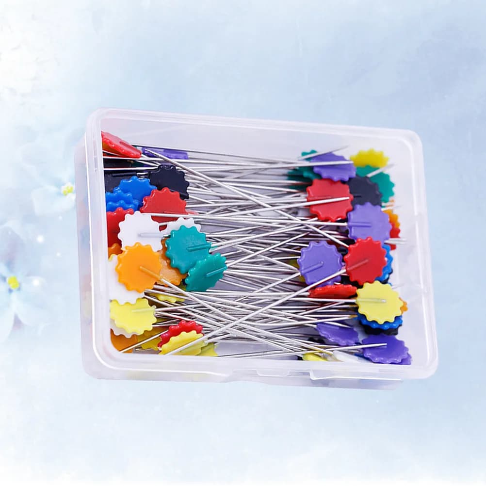 50Pcs Assorted Bright Flat Flower Head Straight Sewing Pins Easy to See Store Use Perfect for Sewing Knitting Hats Shoes Bags
