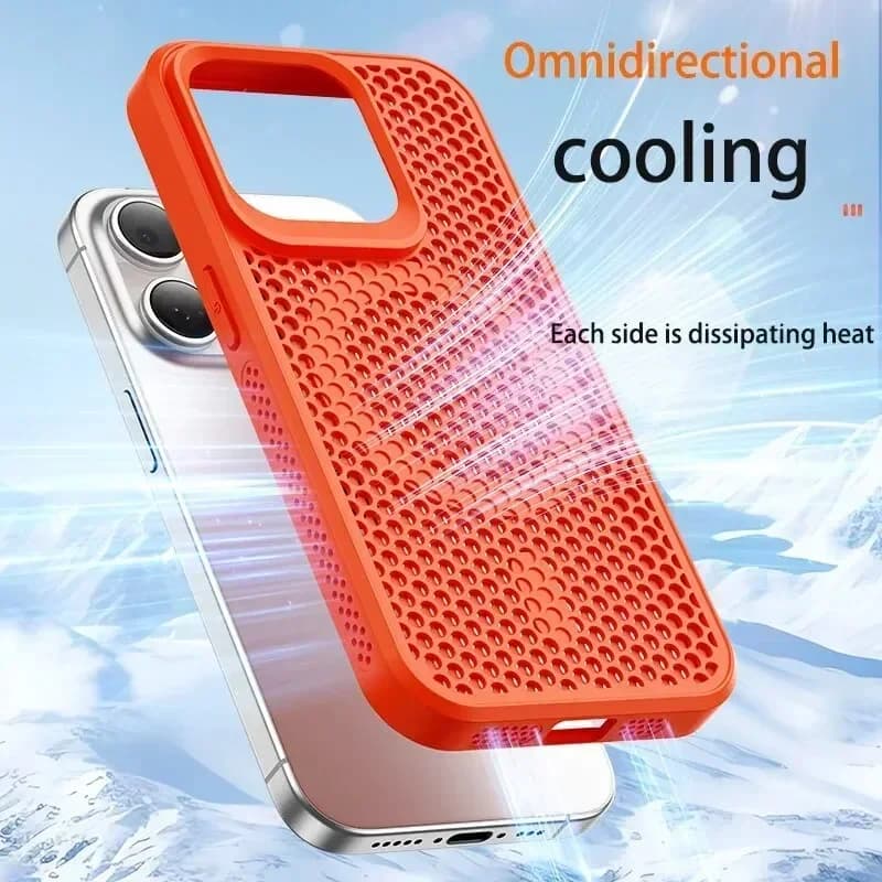 Phone case with cooling heat dissipation for iPhone 17 16 15 14 13 12 11 Pro Max Plus Rear Magnetic Cover Breathable for Magsafe